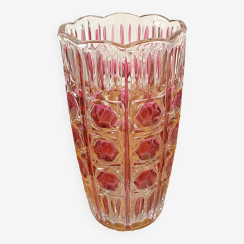 Vase vintage vintage en verre rose Italie, Vase à fleurs