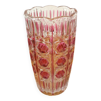 Vase vintage vintage en verre rose Italie, Vase à fleurs