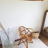 Rattan armchair and vintage Wicker-compass feet