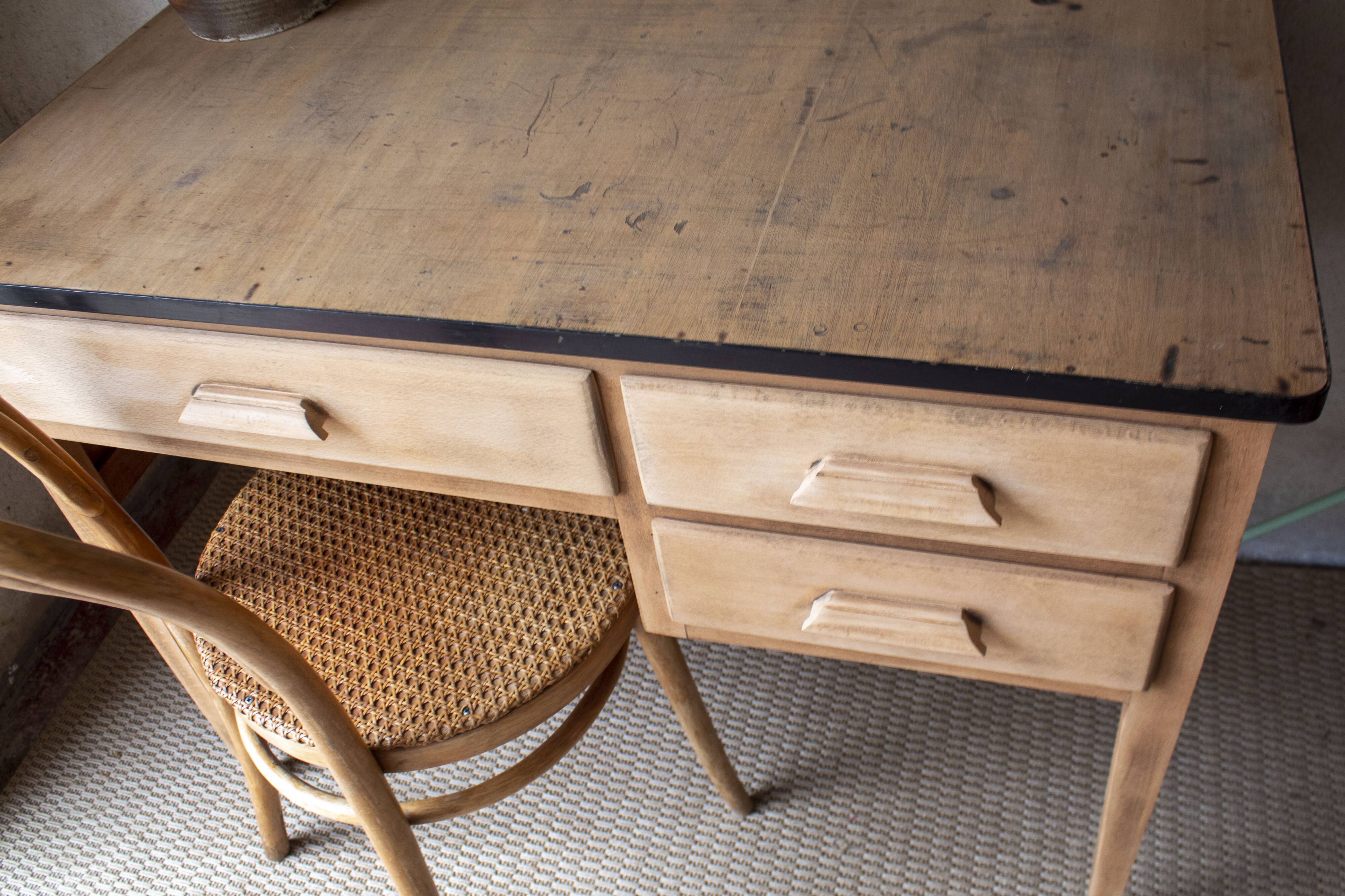 light wood Scandinavian antique desk