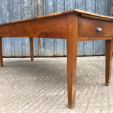 Antique cherry farmhouse table with 2 drawers and 1 pull-out