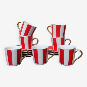 Striped cups and saucers