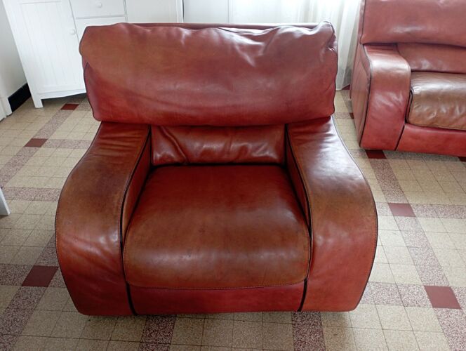 Canapé et fauteuil cuir Roche Bobois