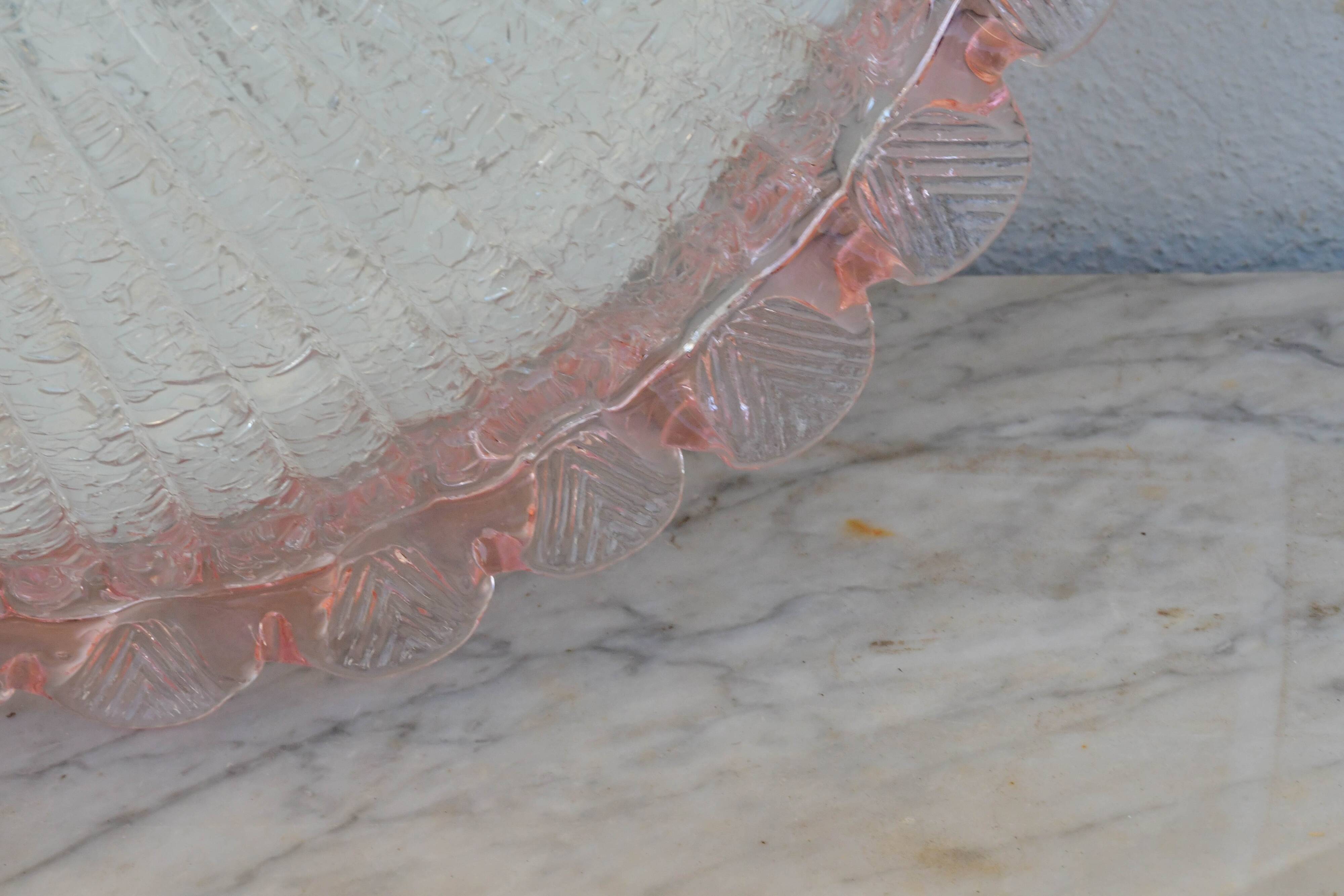 Precious Italian pink Murano glass ceiling fixture, Murano, 1970
