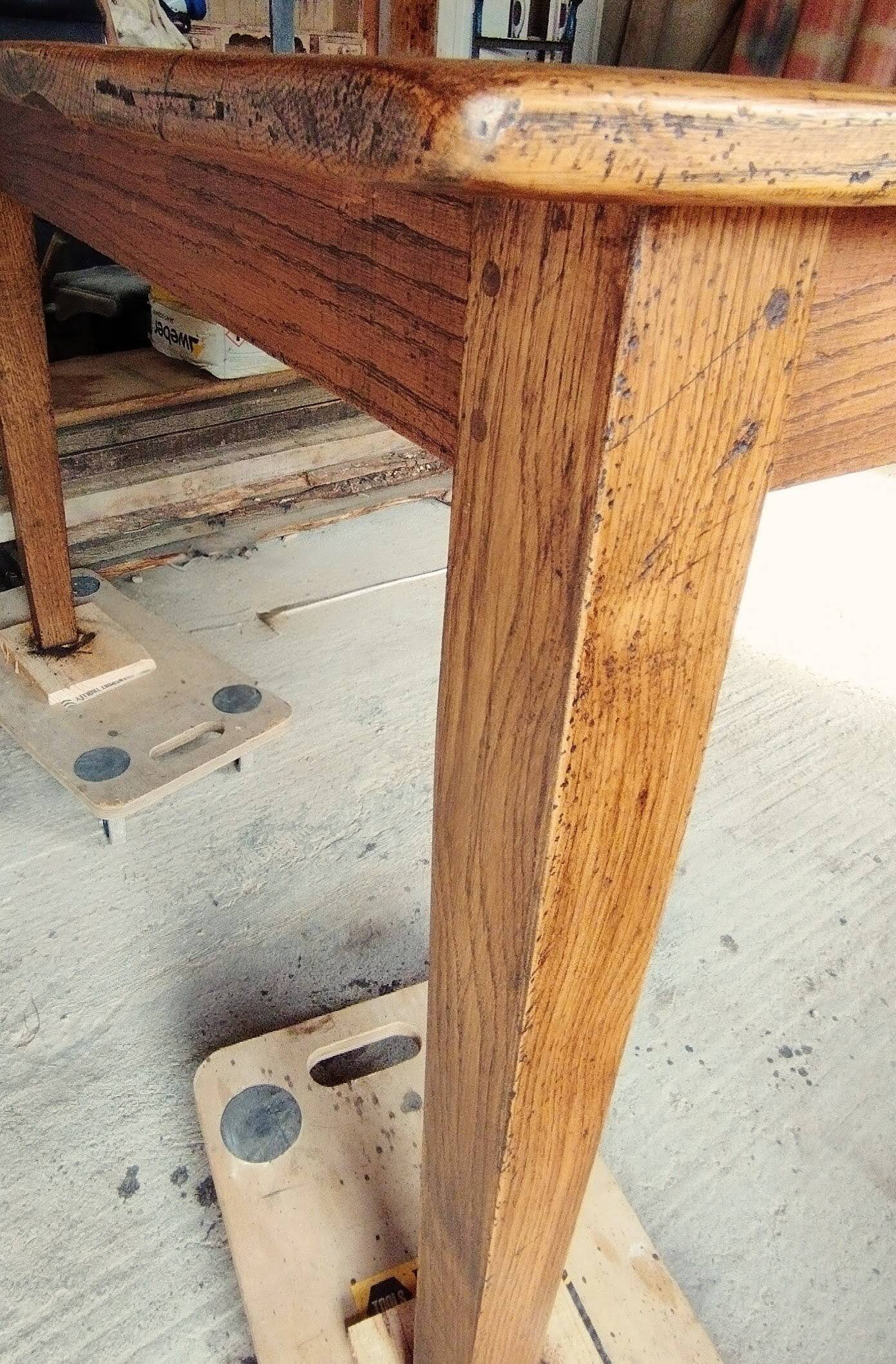 Solid oak farmhouse table, 270x120 cm, with 4 drawers