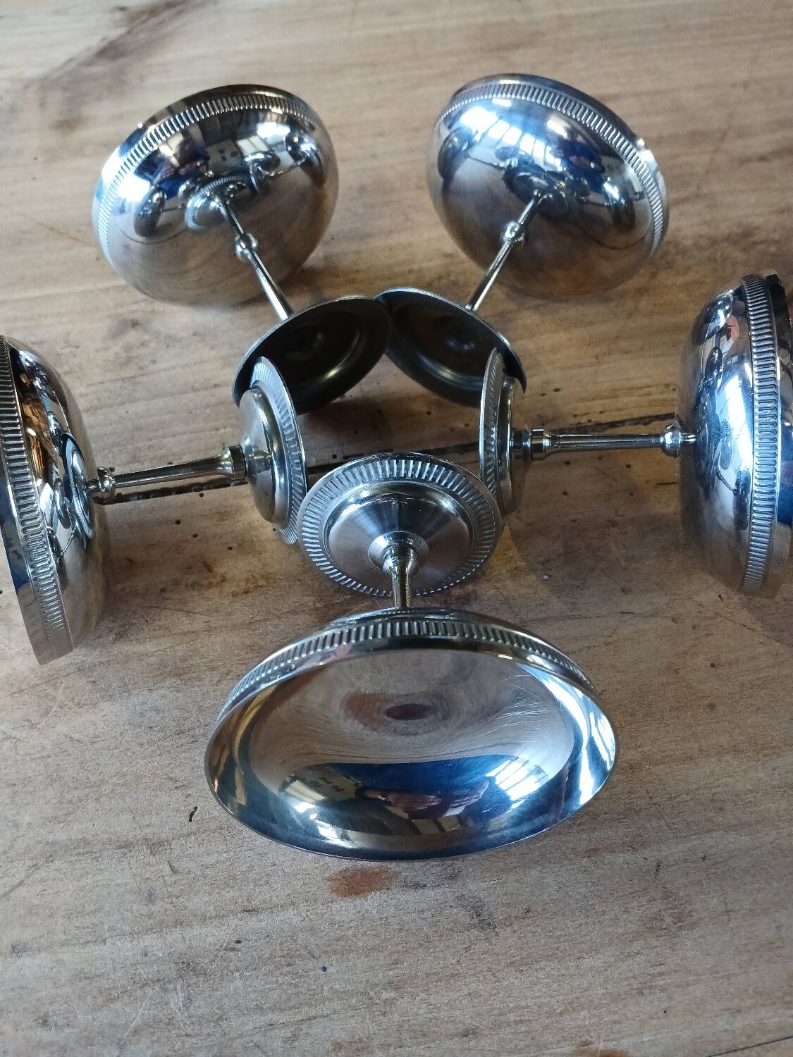 5 antique stainless steel ice cream cups