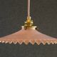 Opaline pendant light in pink and white painted glass, delivered with new cable and socket