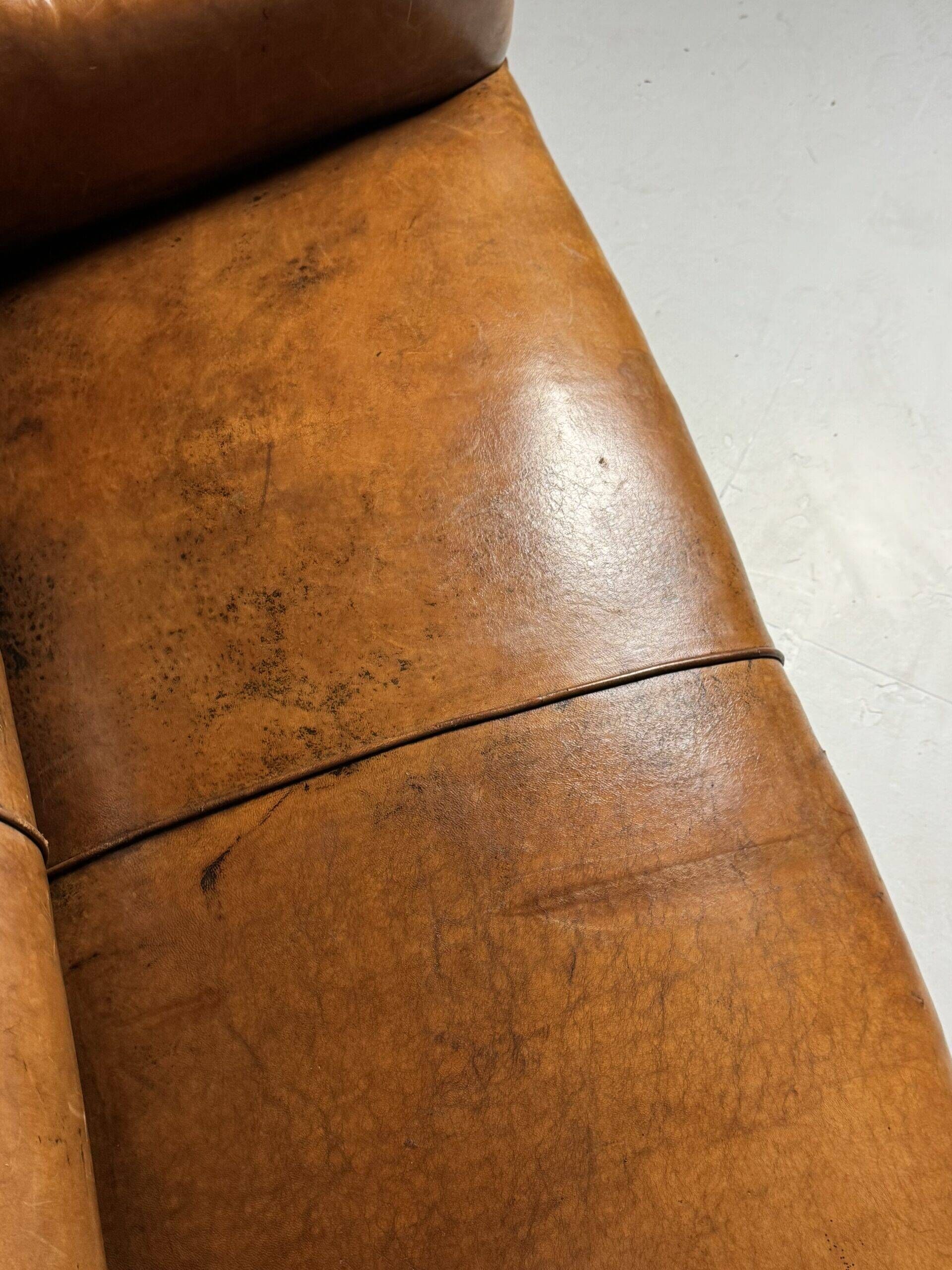 Sheepskin leather classic sofa bench