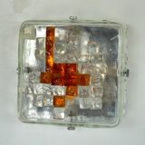 Poliarte, rare pair of wall lamps in cut murano glass. Italy 1970s