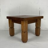 Brutalist square oak side or coffee table, Dutch 1960s