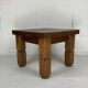 Brutalist square oak side or coffee table, Dutch 1960s