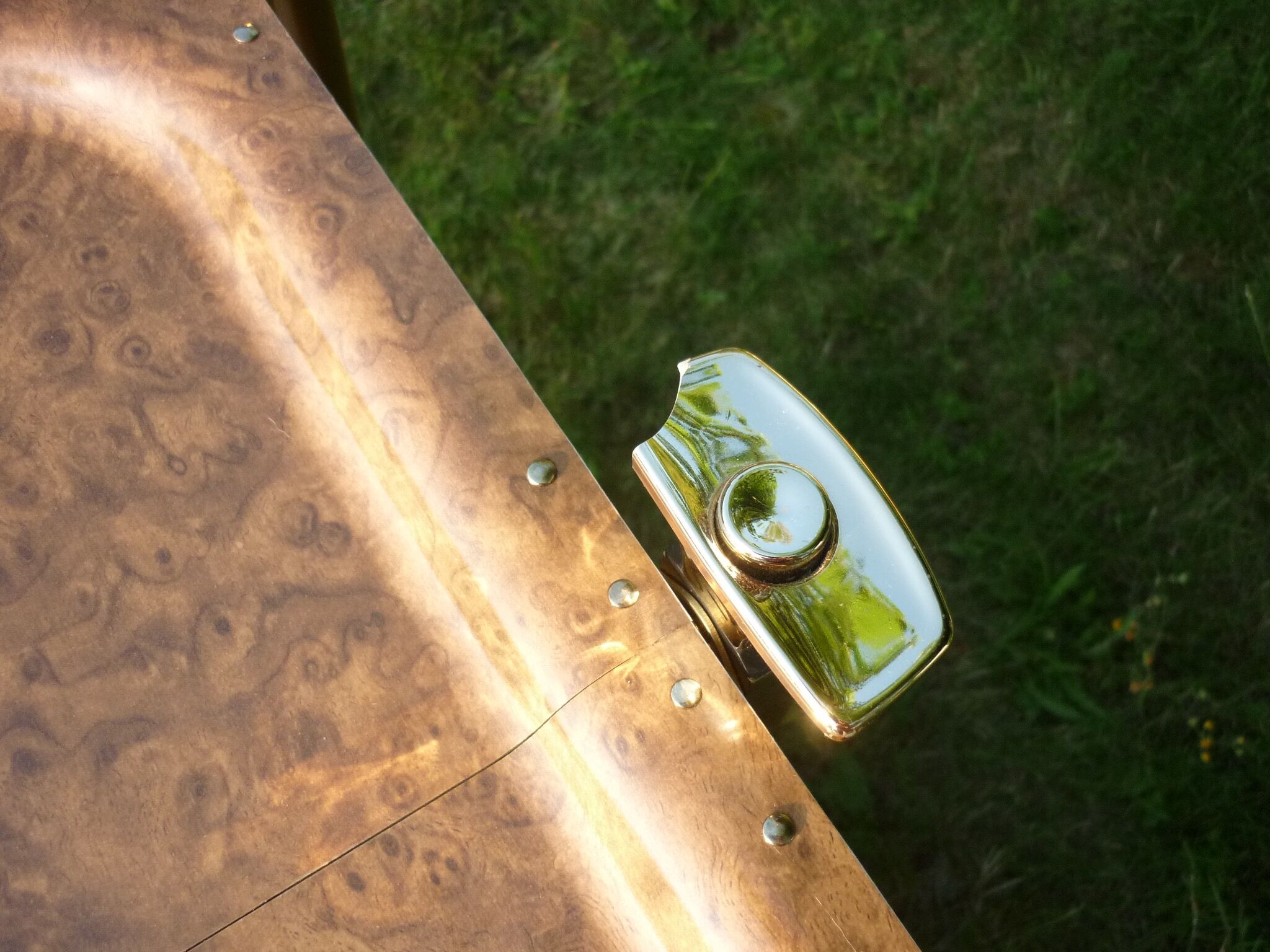 Folding rolling table Platex dark and gold glass