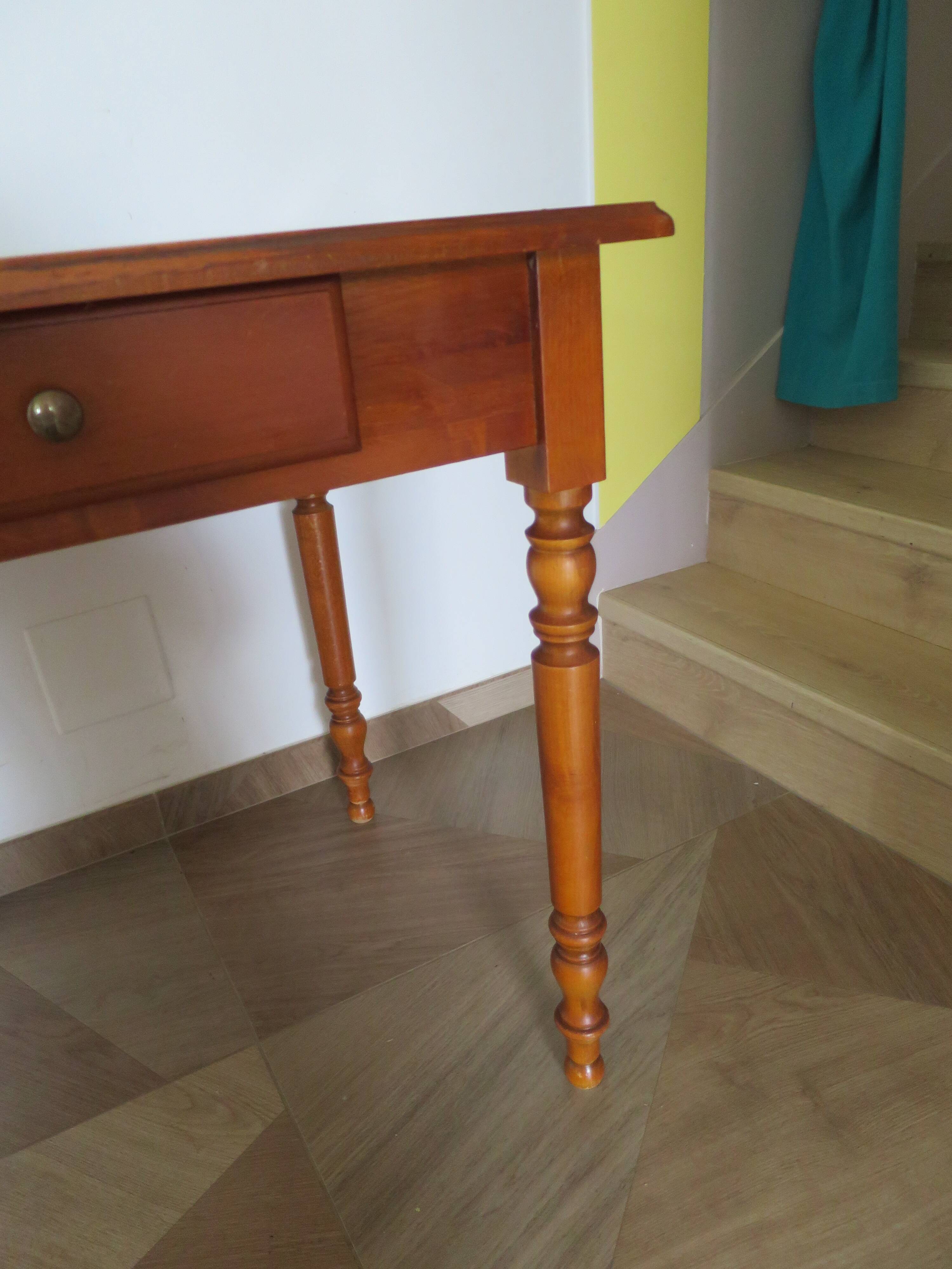 Minister's desk style L. Philippe – 2 drawers – cherry wood – faux leather desk mat