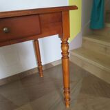 Minister's desk style L. Philippe – 2 drawers – cherry wood – faux leather desk mat