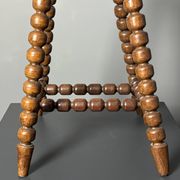 Midcentury brutalist wood turned stool in the style of Charles Dudouyt, 50s