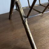 1960s magazine rack in gilded wrought iron, faux bamboo, Italian work