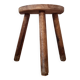 Vintage tripod stool in brutalist wood - folk art