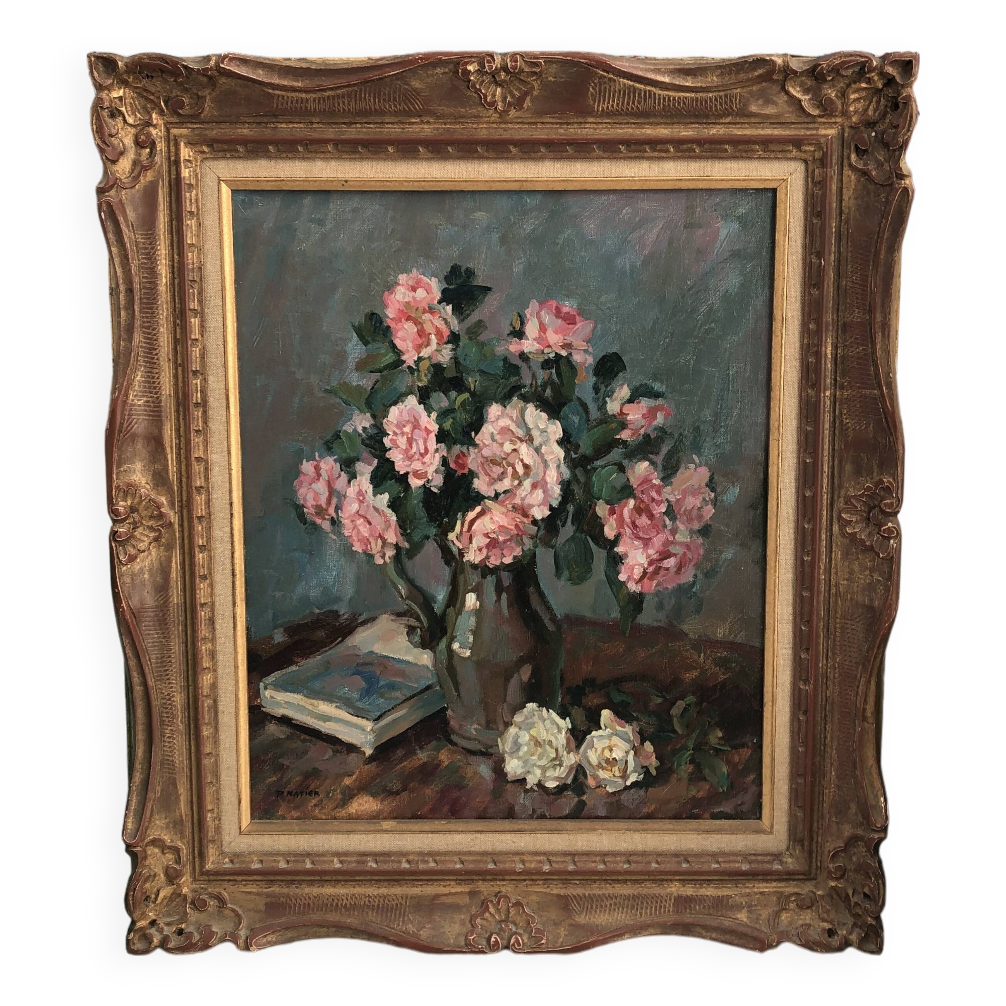 Still life bouquet of flowers oil painting