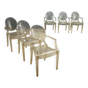 Louis Ghost chairs by Kartell designed by Philippe Starck from the 2000s.