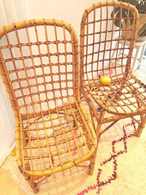 Vintage rattan chair pair "Alice"