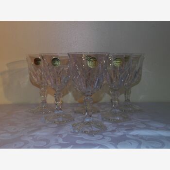 Lot of 6 water - D'arques Crystal glasses - model Chaumont