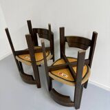 Set of 4 Girsberger Scandinavian style chairs from the 80s, vintage wood