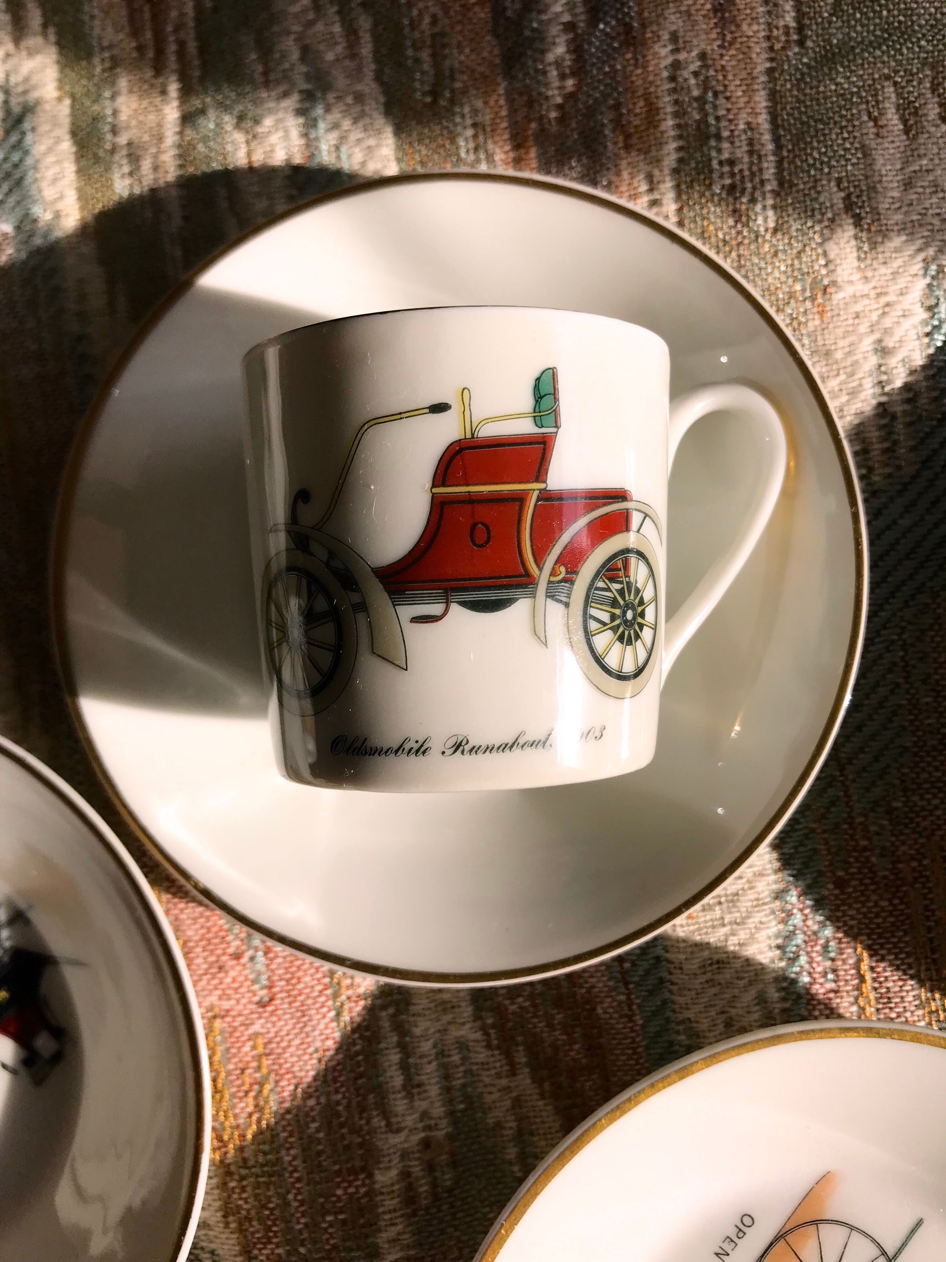 Vintage mocha service collection 6 cups cars real limoges porcelain of paris