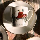 Vintage mocha service collection 6 cups cars real limoges porcelain of paris
