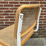 Cesca chair b32 model in white and wood by Marcel Breuer