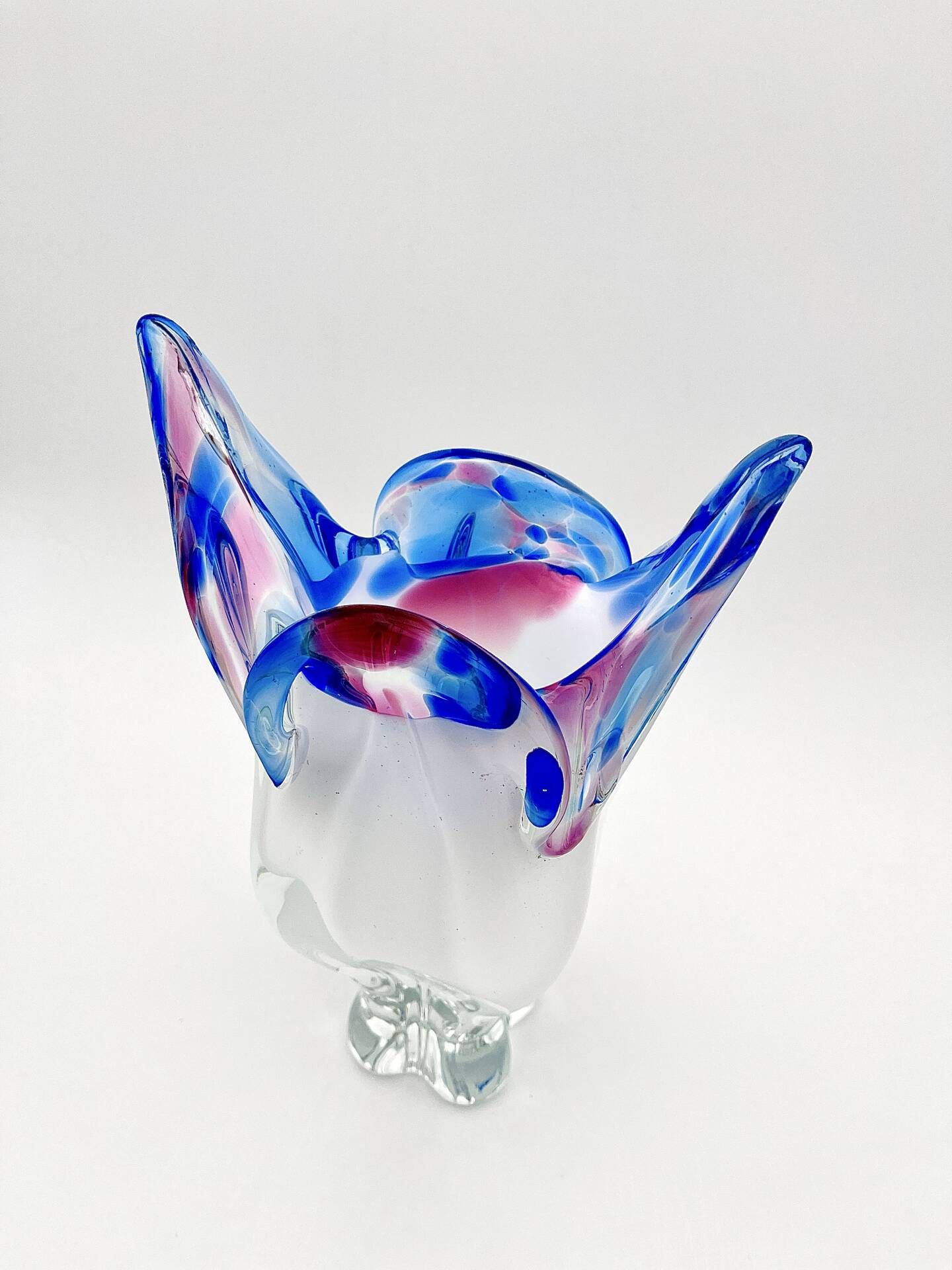 Monumental Vase Josef Hospodka Chribska Sommerso White Crystal 33cm