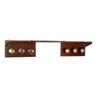 Modernist Art Deco coat racks in limed brown oak