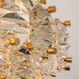 Dazzling chandelier, brass and crystal glass by Kinkeldey, Germany, 1970s.