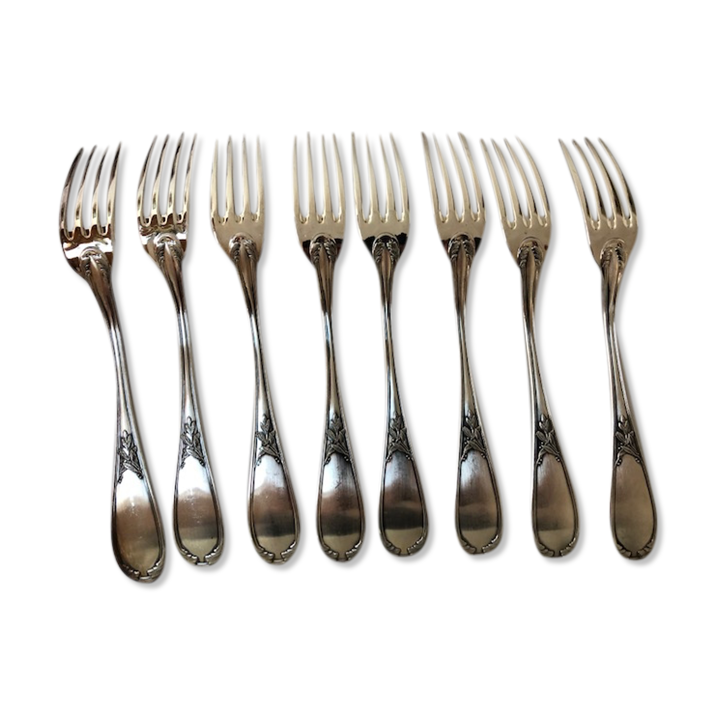 8 ercuis silver metal forks Lauriers