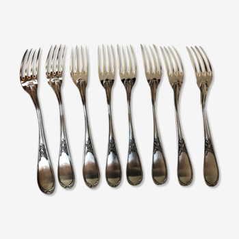 Set de 8 fourchettes en métal argenté Ercuis Lauriers