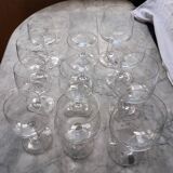 Crystal stemware service engraved flower 70s