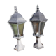 Pair of Outdoor Lamps in Tole and Glass