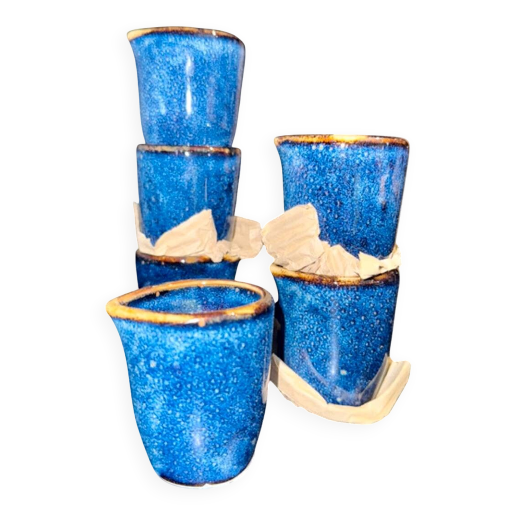 Lot of 6 Blue Nova 5cl milk/sauce pots – New