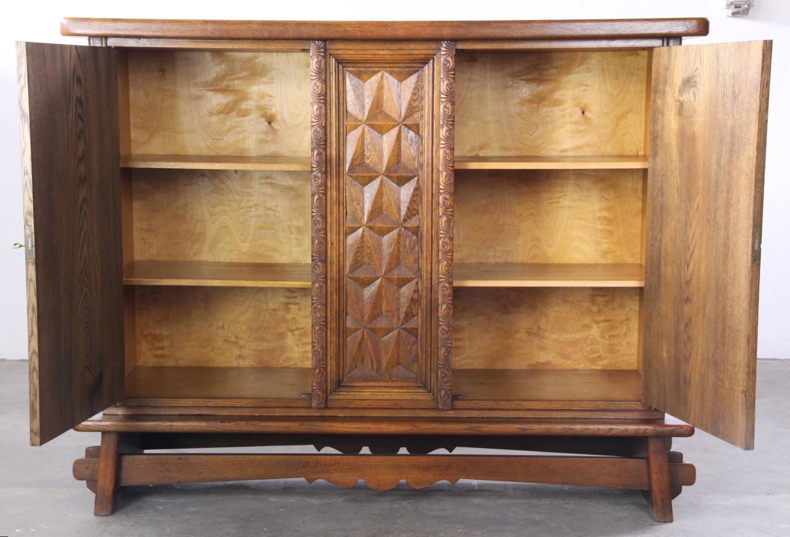 Vintage Danish Baroque Brutalist Style Oak Cabinet 1960s