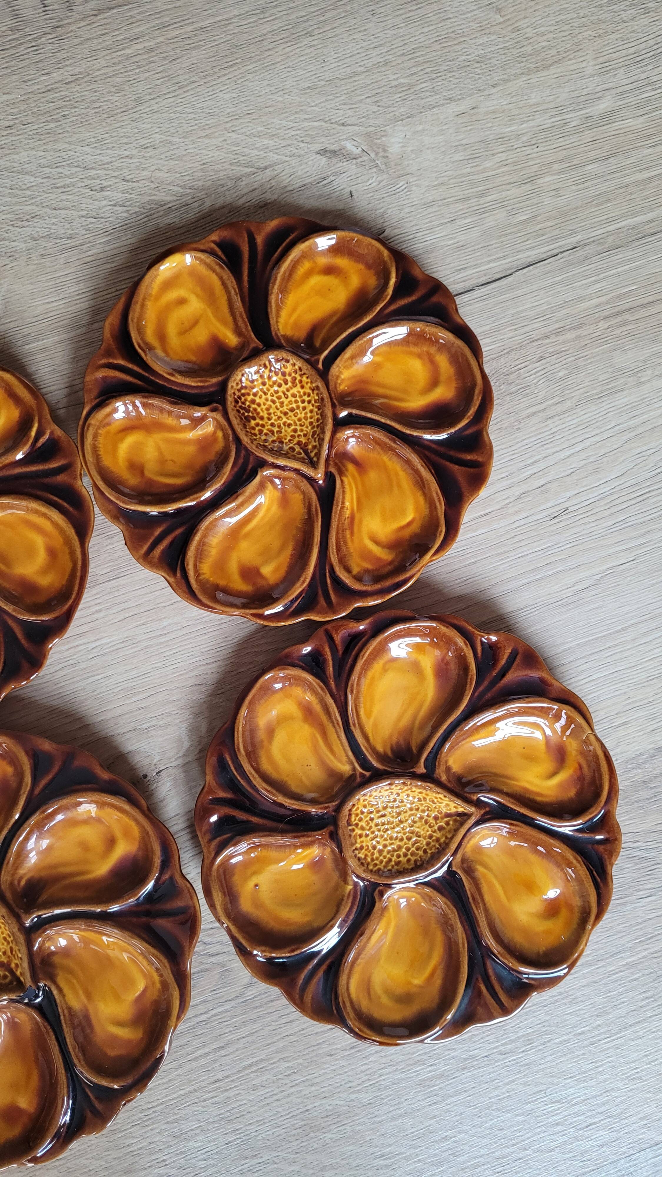 La Redoute x Selency set of 6 brown oyster plates