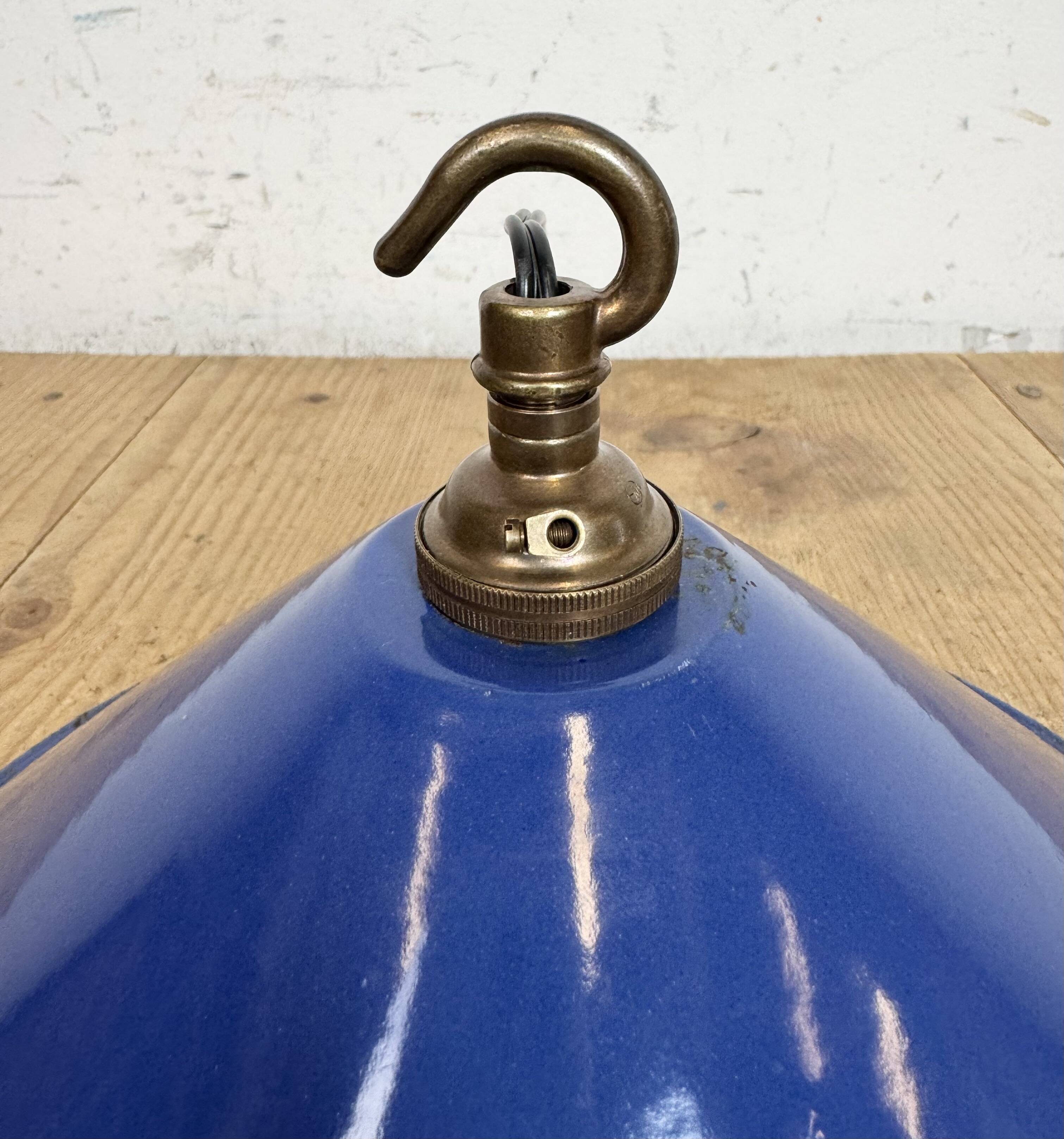 Industrial Blue Enamel Factory Pendant Lamp, 1950s