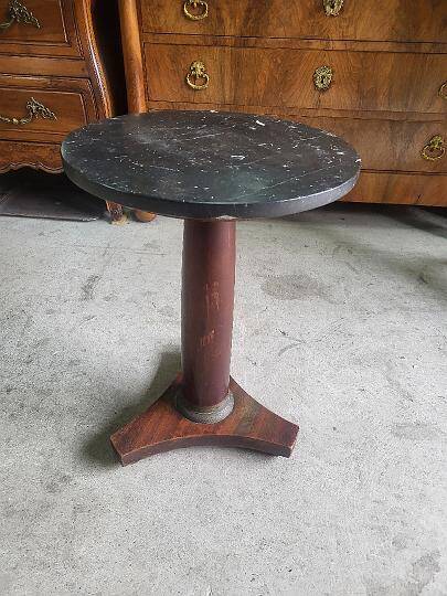 Small empire pedestal table or sellette in mahogany with marble top
