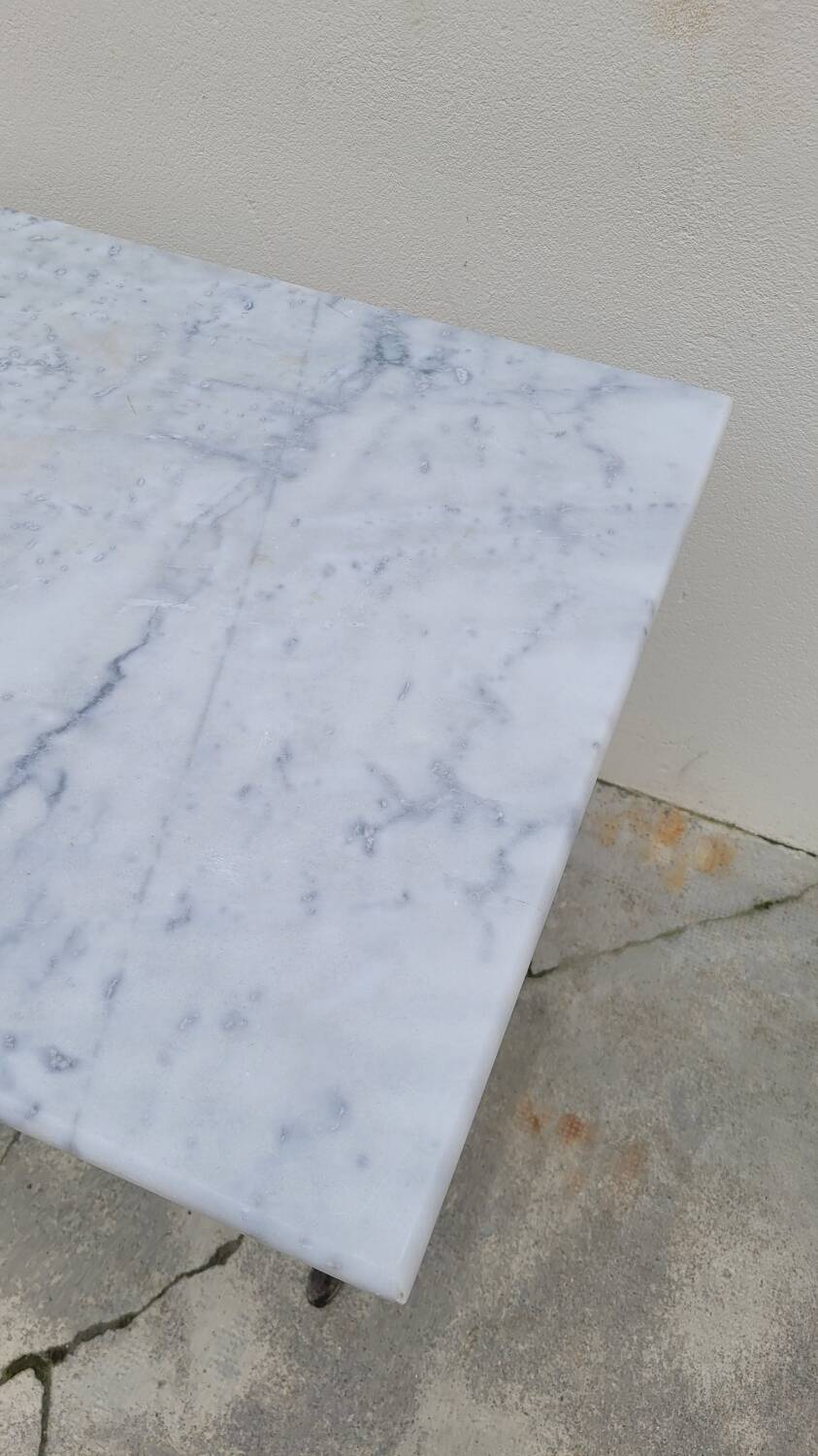 Marble and antique cast iron bistro table