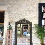 Old mirror 153.5x98.5cm Napoleon III late 19th century, beveled and stitched ice.