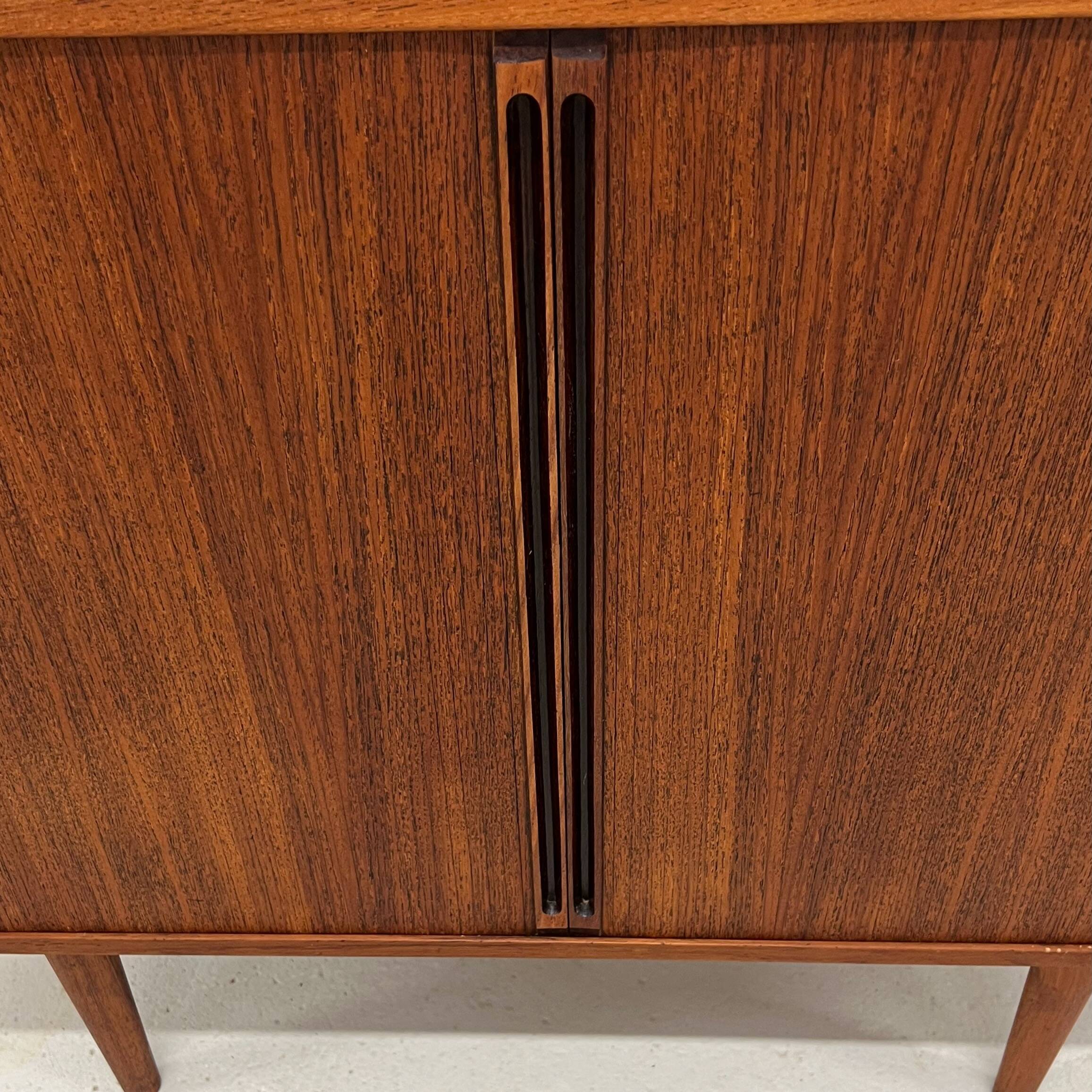 Kai Kristiansen Teak Tambour Door LP Record Cabinet, 1960s.