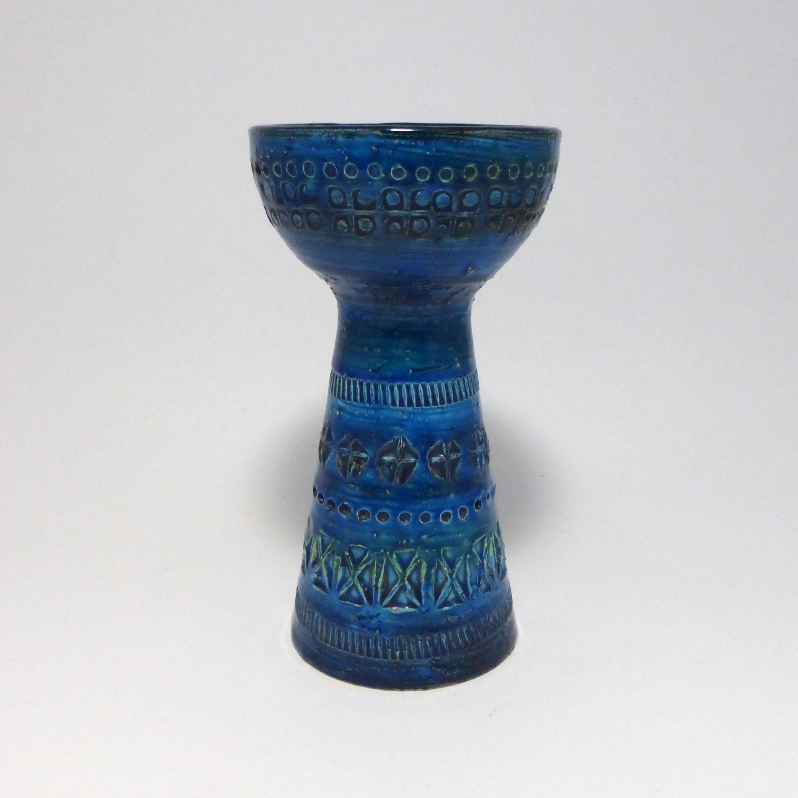 1950 1960 Rimini Blu Aldo London Diamond Bitossi ceramic candleholder