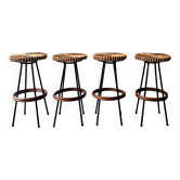 Set of 4 rattan stools for Rohé Noordwolde, The Netherlands 1960's