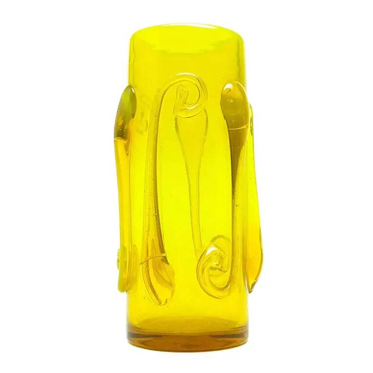 Modernist vase, yellow glass, designed by J. Słuczan-Orkusz, Poland, 1970s