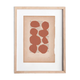 Painting on book page - B138 col. terracotta signed Eawy