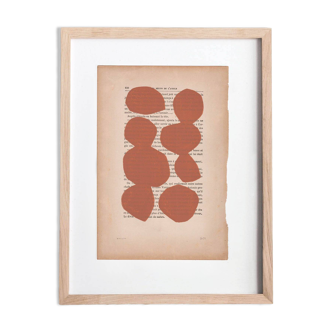 Painting on book page - B138 col. terracotta signed Eawy