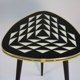 Table d'appoint style années 50, console, noir/blanc, 3 pieds élégants